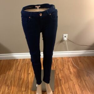 Ted Baker Navy Blue Cotton Jeans with Ankle Zippers Women's Size 26